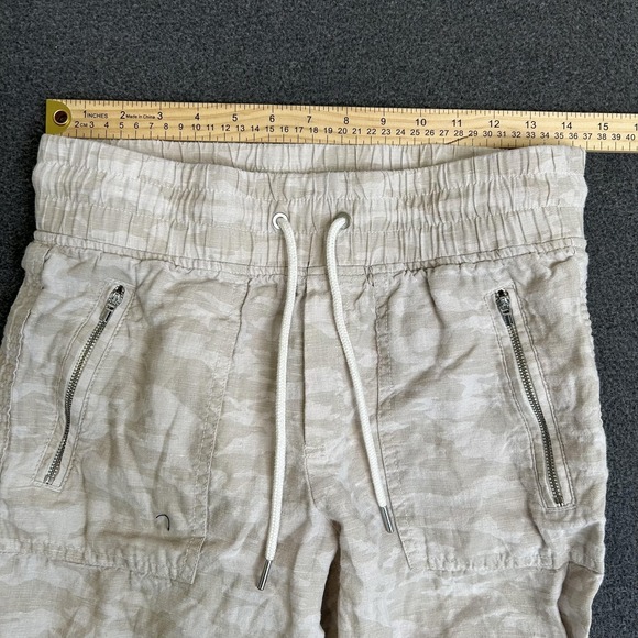 Athleta Pants Womens 4 Beige Cabo Tide Linen Jogger Camo Elastic Waist Pockets - Picture 7 of 13